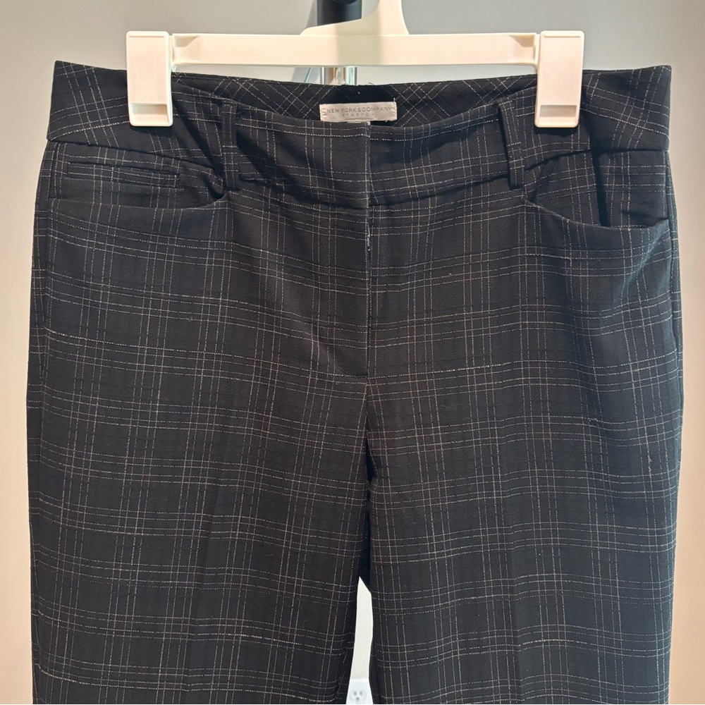 New York & Company Black Plaid Career Trousers Women’s Size 8 Tall